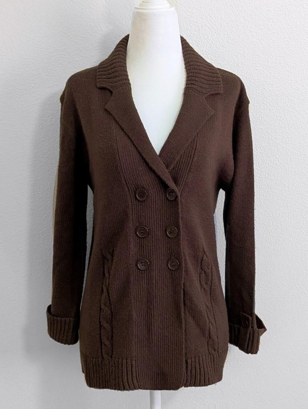 Vintage Reference Point Brown Knit Button-Up Cardigan Sweater | Size S
